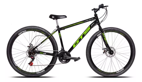Bicicleta mountain bike GTS Feel Iron 21 Marchas Aro 29 tamanho do Quadro 17 - preto/verde