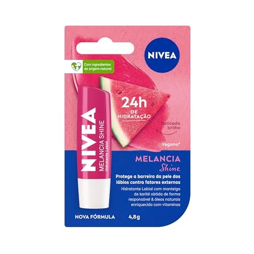 (REC)NIVEA Hidratante Labial Melancia Shine 4,8g - Cuidado intensivo para seus lábios, hidratação prolongada, delicioso aroma de melancia