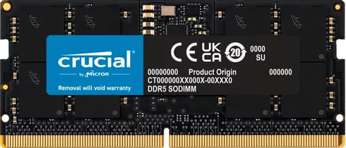 Memória Ram Para Notebook 16gb Ddr5 4800mhz Cl40 Sodimm Crucial Ct16g48c40s5 Preto
