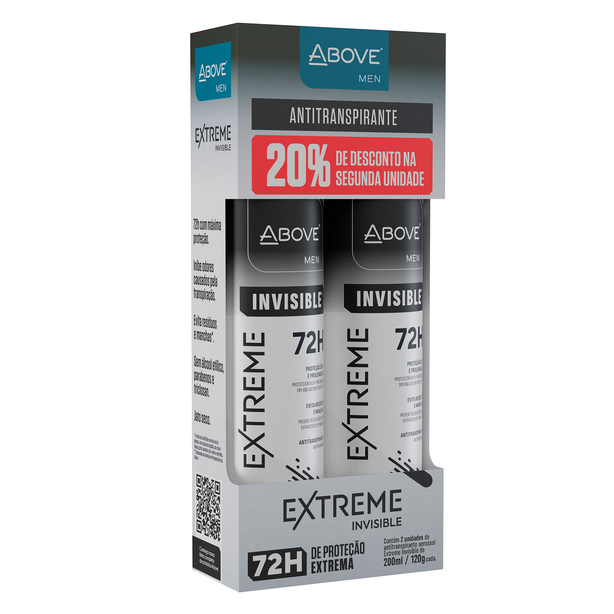 Desodorante Antitranspirante Above Men Extreme Invisible 72h 120g (200ml)