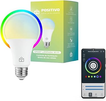 Smart Lâmpada Wi-Fi Positivo Casa Inteligente, Iluminação Branca e RGB (16mi Cores), 9W, 806 Lúmens, LED, Bivolt, Alexa e Google Assistente
