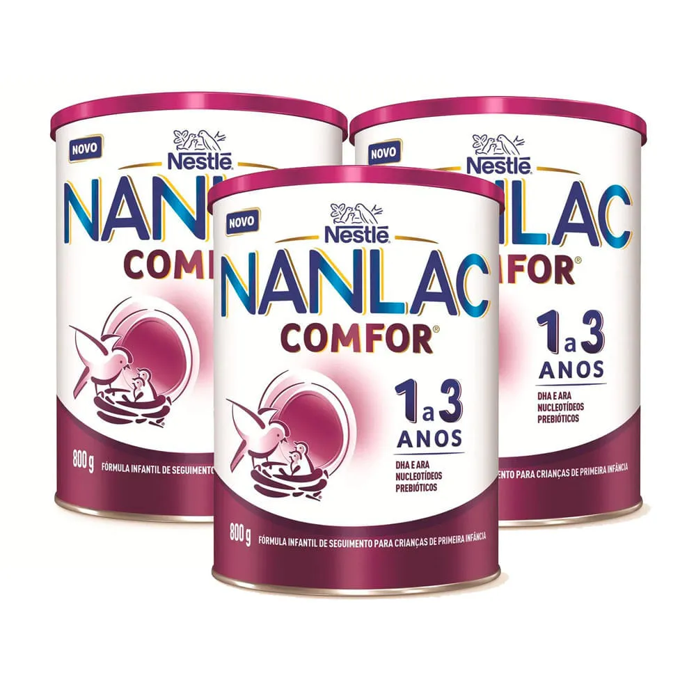 Kit 3 Fórmula Infantil Nanlac Comfor 800g