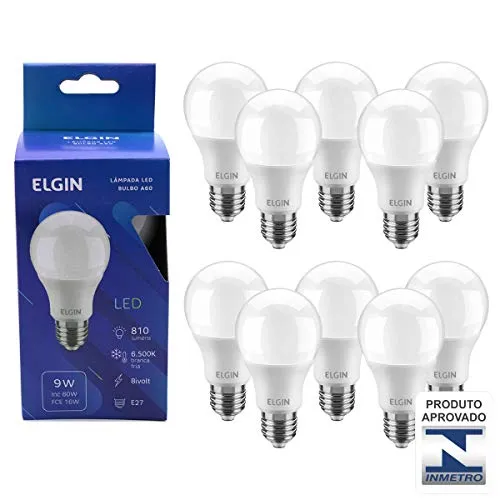 Kit Lampada led 9W 6500k Branco Frio Bivolt - Elgin - 10 Unidades
