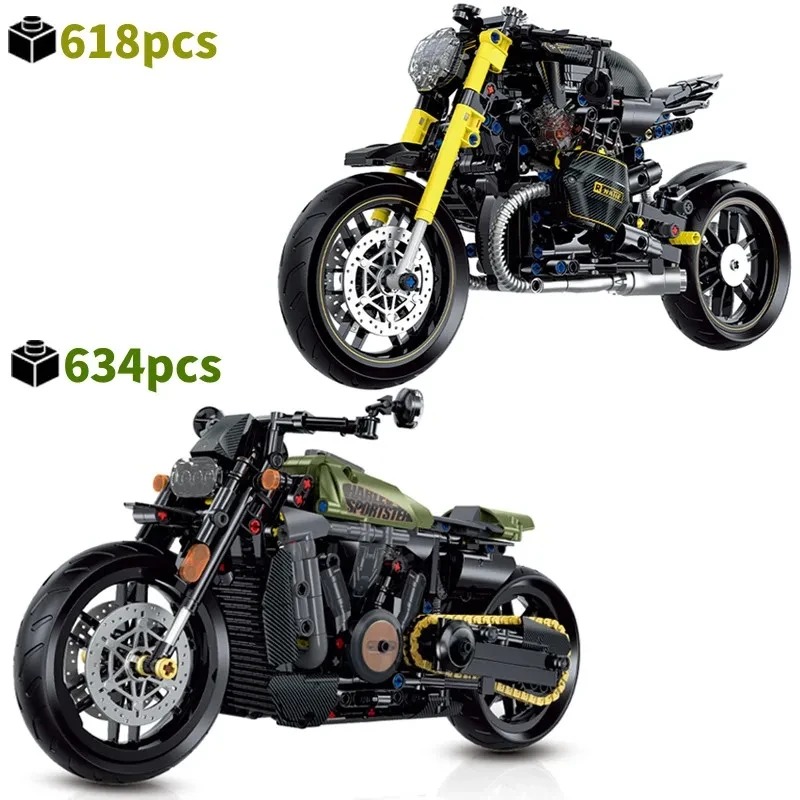 [Taxa inclusa] Blocos de construção de motocicleta técnica verde militar