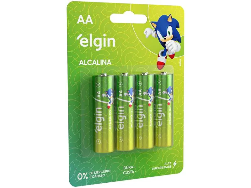 [C. Ouro R$5,85] Pilha Alcalina AA, Elgin 1,5V - 4 Unidades