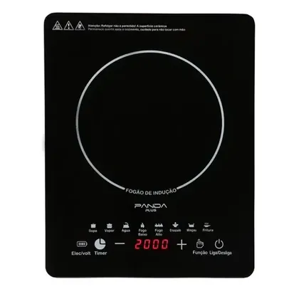Cooktop de Indução PandaPlus Cheff Gourmet 1 Boca, Preto Bivolt, Portátil e Compacto, com Controle de Temperatura e Eficiência Energética - Panda Plus