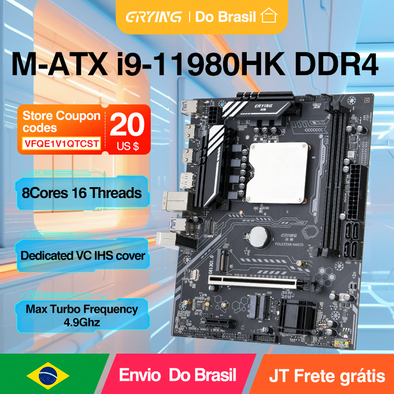 [Envio BR] Placa Mãe ERYING com i9 11980HK 4,9Ghz 8-cores/16T DDR4