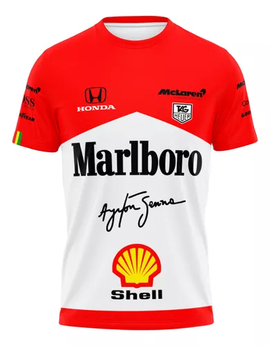 ( Saldo MP R$59) Camiseta Mclaren Marlboro Senna F1 Dry Fit Para Academia