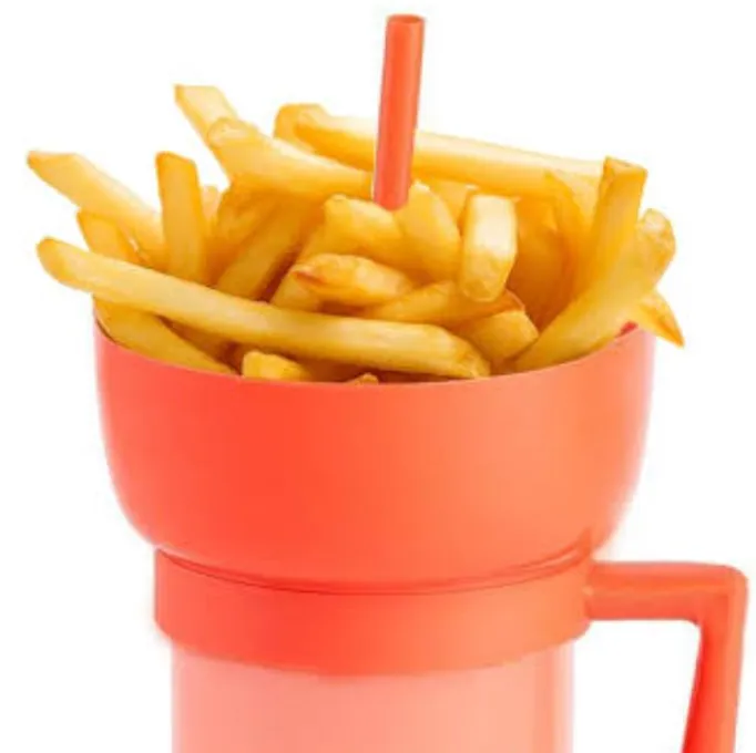 Copo de lanche e bebida, combo de tigela com canudo 946 ml