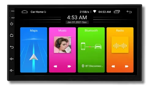 Central Multimidia 7pol 2gb 32gb Quadcore Carplay E Android Cor Preto