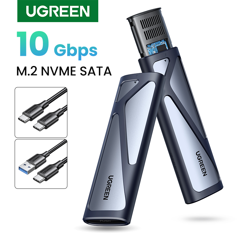 【Com Taxa】Case UGREEN para SSD M.2 NVMe/SATA – Adaptador USB-C 3.1 Dual M.2 (PCIe/NGFF)