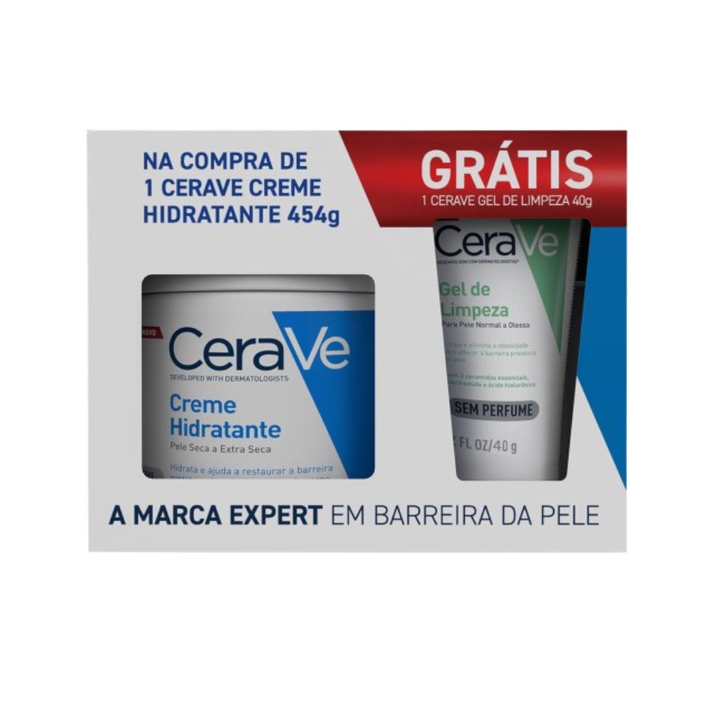 Kit Cerave Creme Hidratante 454g Grátis Gel De Limpeza Sem Perfume 40g