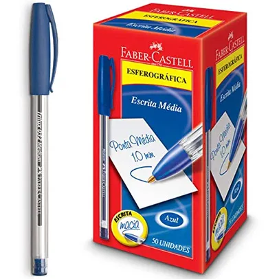 Caneta Esferográfica Trilux 032 Ponta Media 50 Unidades, Faber-Castell, Azul