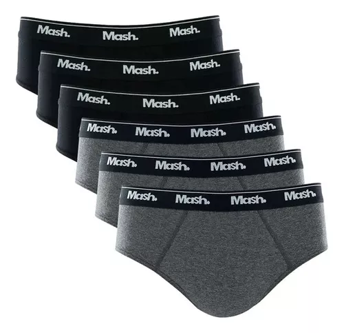 Kit Com 6 Cuecas Slip Mash Em Algodão Lisa Basica Original