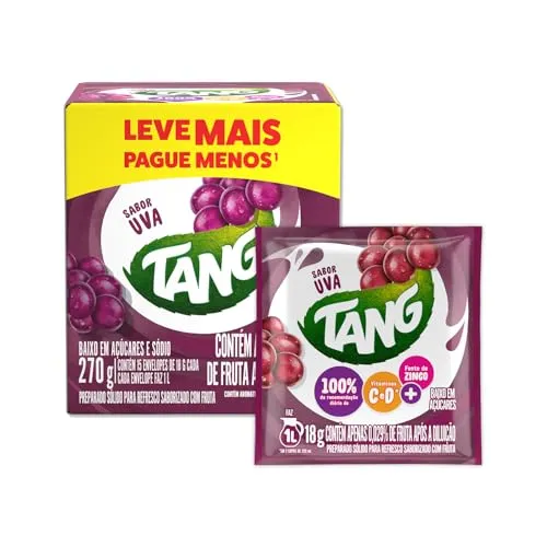 Refresco Em Pó Tang Uva Caixa Com 15 Unidades De 18g