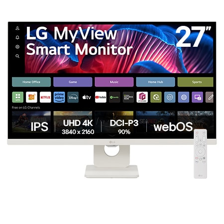Monitor LG MyView Smart 27SR73U-W Tela IPS 4K 27, WebOS, ThinQ Home, Air Play, Screen Share, Bluetooth