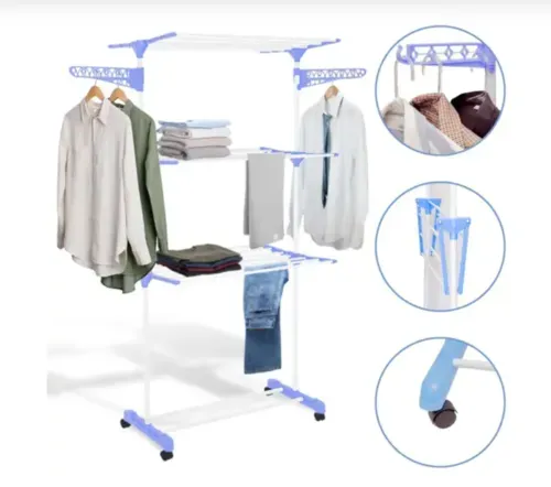 Varal De Chão Vertical Para Roupas 3 Andares Dobrável Portátil Grande - KONTUZ HOME