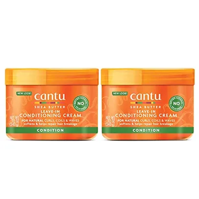 [TAXAS INCLUSAS] [2UN] Cantu Leave-In Creme condicionador para cabelo natural com manteiga de karité pura, 340 g