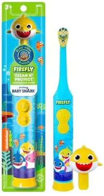 [TAXAS INCLUSAS] Escova de dentes elétrica baby shark Clean N' Protect, Baby Shark com capa