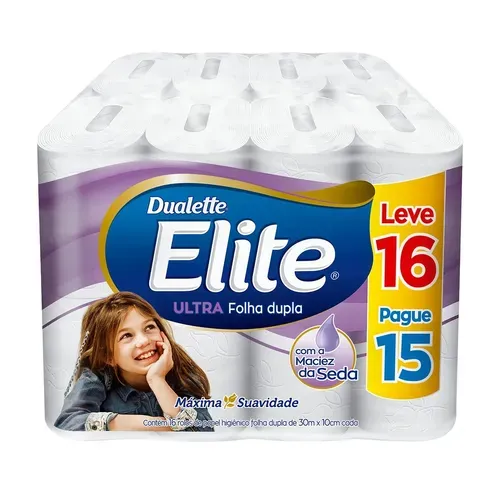 [Leve 2 Pague R$ 13,23 cada] Papel Higiênico Folha Dupla Elite Dualette 16 Unidades Leve 16 Pague 15