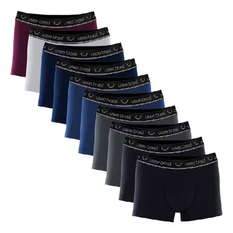 Kit Com 10 Cuecas Boxer Algodão Adulto Masculino Original Usee Brasil