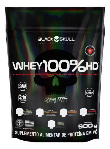Whey 100% Hd Refil Black Skull - 900g (wpc, Wpi E Wph)