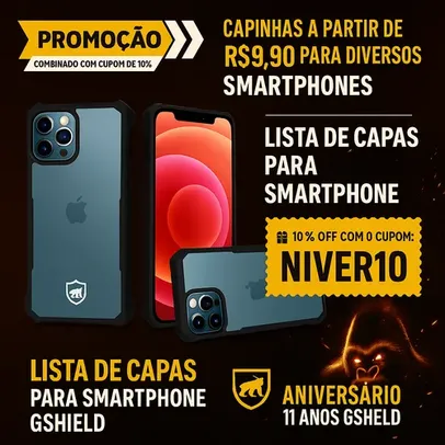 Lista de Capas para Smartphone Gshield a partir de R$9,90
