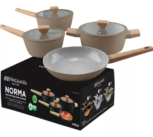 Conj De Panelas 4 Peças Ceramic Cor Fendi Mocha - Fracalanza