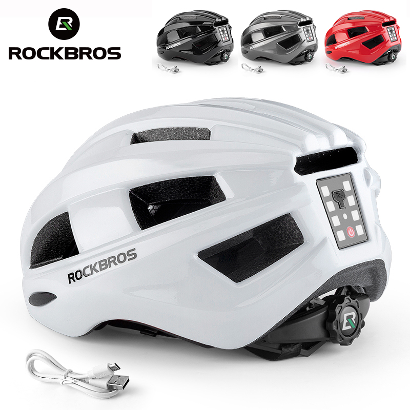 【Com Taxa 】Capacete com Luz Traseira USB Rockbros Moldado MTB Estrada 55-60cm