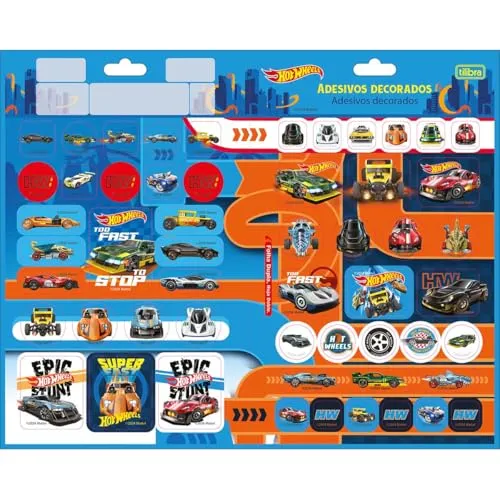 Tilibra - Adesivo Decorado Duplo Hot Wheels 🚗