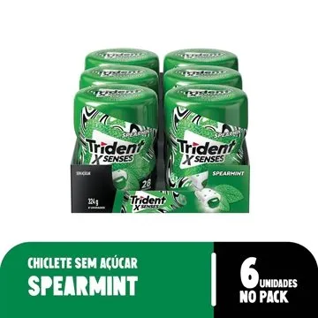 [R$ 6,81 cada] Chiclete Trident XSenses Spearmint sem açúcar Menta Garrafa - Caixa com 6 Unidades
