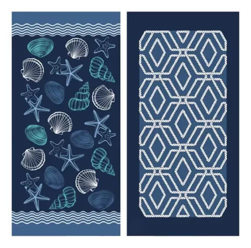 Kit 2 Toalhas Aveludada Praia Estampada Lepper Buzios 75x15