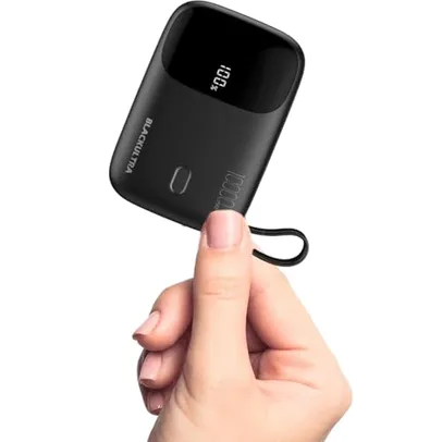 Carregador Portátil 10000mAh com Display LED, Mini Power Bank Rápido 22.5W com PD 3.0 e QC 3.0, USB-C Leve e Compatível com iPhone e Samsung, Preto