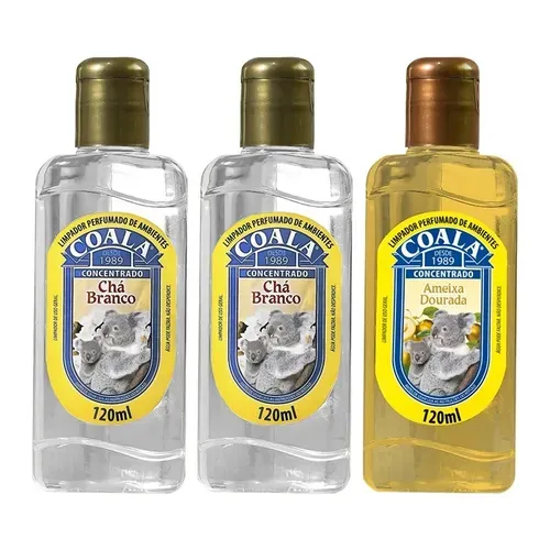 KIT LIMPADOR PERFUMADO DE AMBIENTES - 2X CHÁ BRANCO E 1X AMEIXA DOURADA 120ml (3 und)