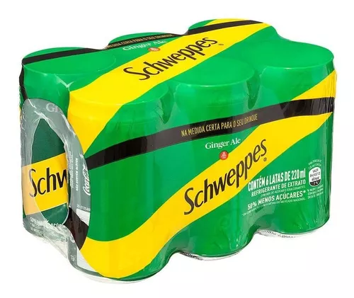 Pack Refrigerante Schweppes Ginger Ale Lata 220ml 6 Unidades