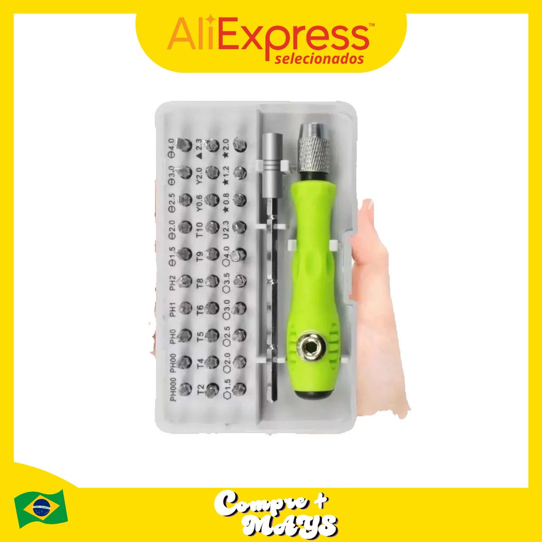 (R$12 moedas/BR) Kit de Chaves para Precisão 32 em 1 Precisnic Versátil e Eficiente Ideal para Reparos e Manutenções de Alta Precisão