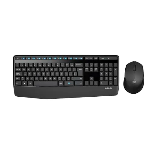 Combo Teclado e Mouse sem fio Logitech MK345 com Teclado com Apoio para as Mãos e Mouse Destro, Conexão USB, Pilhas Inclusas e Layout ABNT2