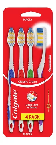 [Leve 3 Pague R$ 8,39 cada] Escova Dental Colgate Classic Clean Com 4 Unidades