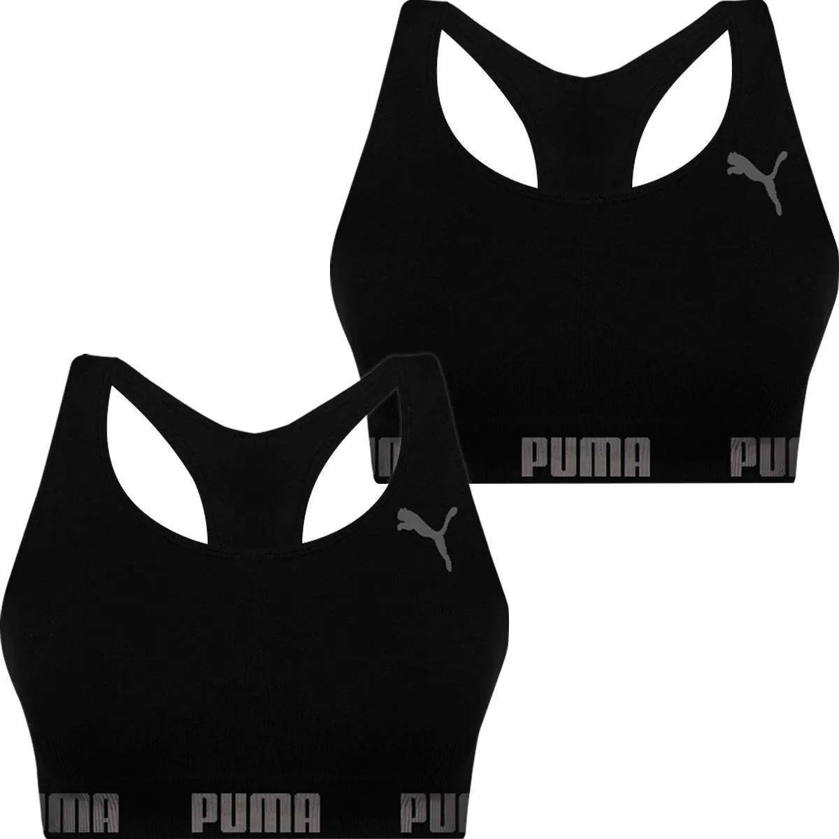 Kit 2 Tops Puma Feminino Nadador Sem Costura Alta Sustentação
