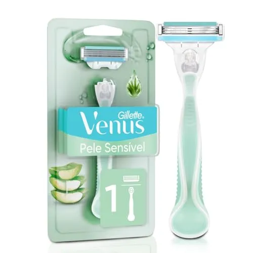 Gillette Venus Pele Sensível Aparelho de Depilar Recarregável com Aloe Vera, 1ud