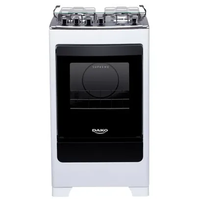 Fogão 4 Bocas à Gás Dako Supreme Acendimento Automático Mesa Inox Mega Chama Branco Bivolt