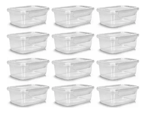 Pote com Trava Vasilha Erca Plast Micro e Freezer 750ml Reutilizável Cor Transparente Premium 12 unidades