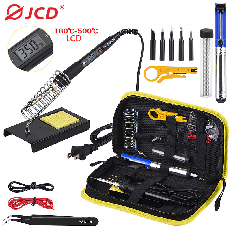 (Taxa inclusa | R$39 moedas) Jcd Temperatura Ajustável Lcd Ferro De Solda Kit 110v 220v 80w
