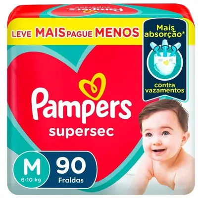 [Leve 2 Pague R$ 67,43 cada] Fralda Descartável Pampers Supersequinha M 90 Unidades