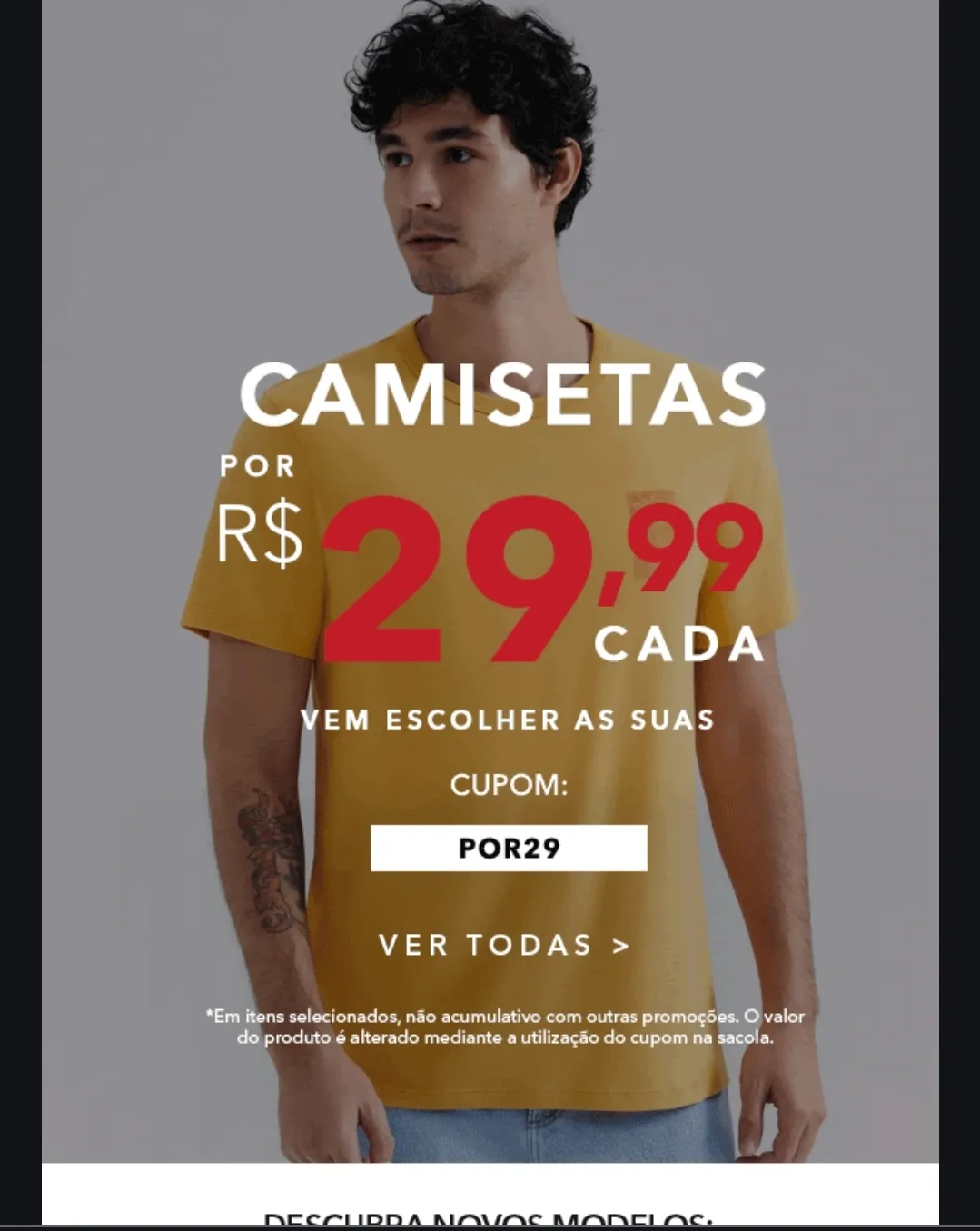 Camisetas por R$ 29,99 na Hering Outlet