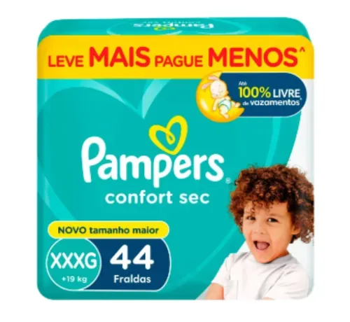 [Regional/ Levando 2+] Fralda Descartável Pampers Confort Sec XXXG 44 Unidades