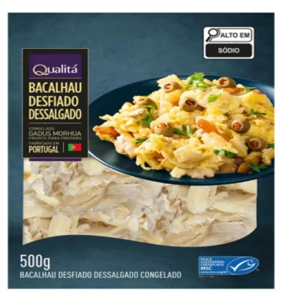 [R$ 28 Cartão Pão] Bacalhau Desfiado Dessalgado Congelado Gadus Macrocephalus Qualitá 500g