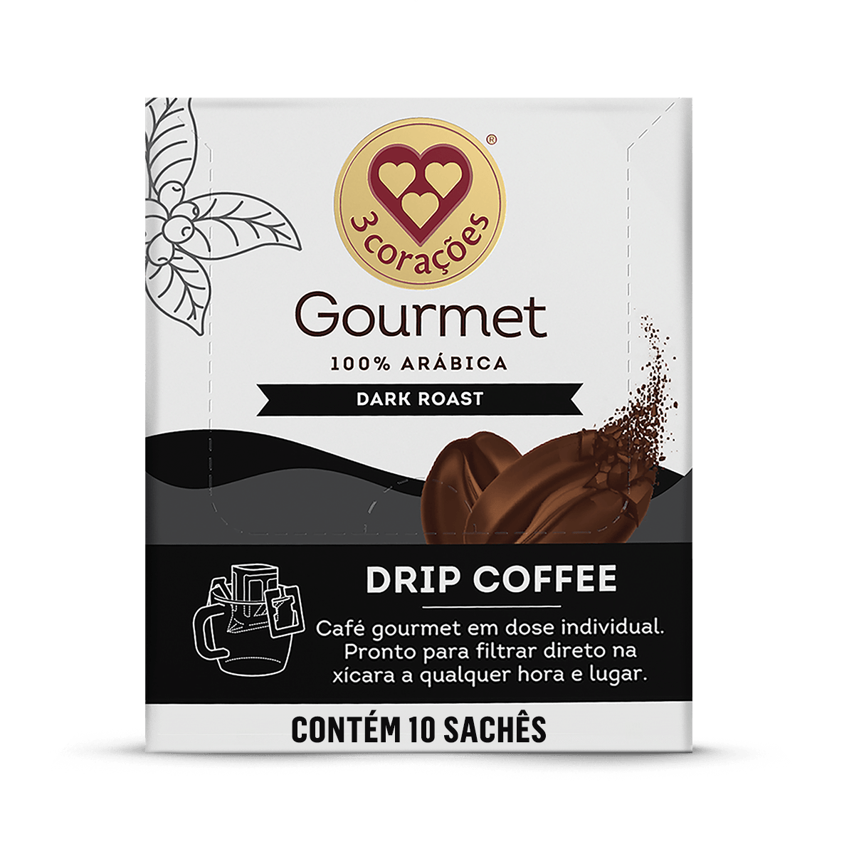 (regional) Café 3 CORAÇÕES Gourmet Dark Roast Drip Coffee 11g