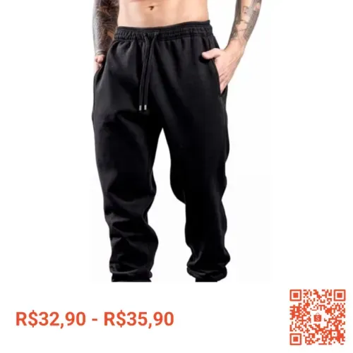 Calça Moletom Masculina Pelúciada Estilo Jogger