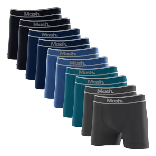 Kit 10 Cuecas Boxer Microfibra Sem Costura Mash